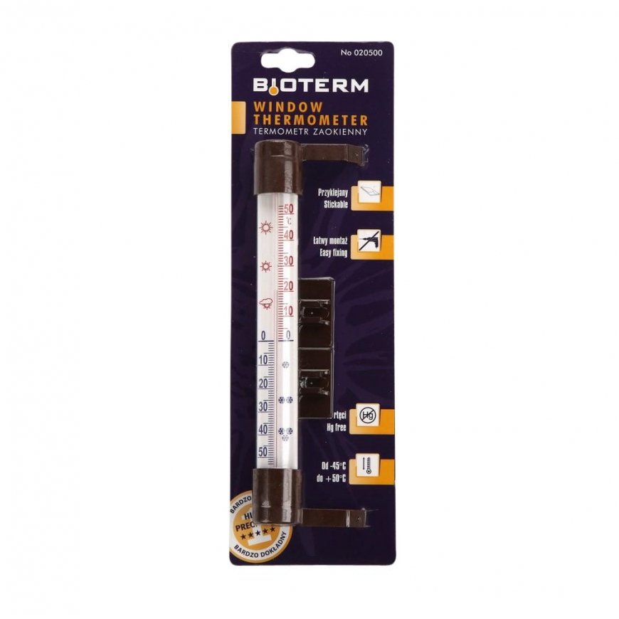 Lauko termometras 23x2,6 cm, priklijuotas/prisukamas