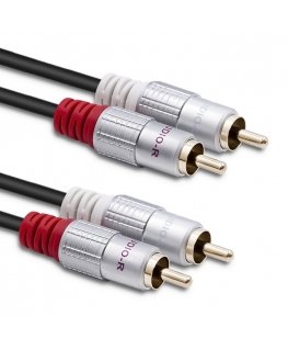 Qoltec 52335 audio kabelis 0,5 m 2 x RCA Melns