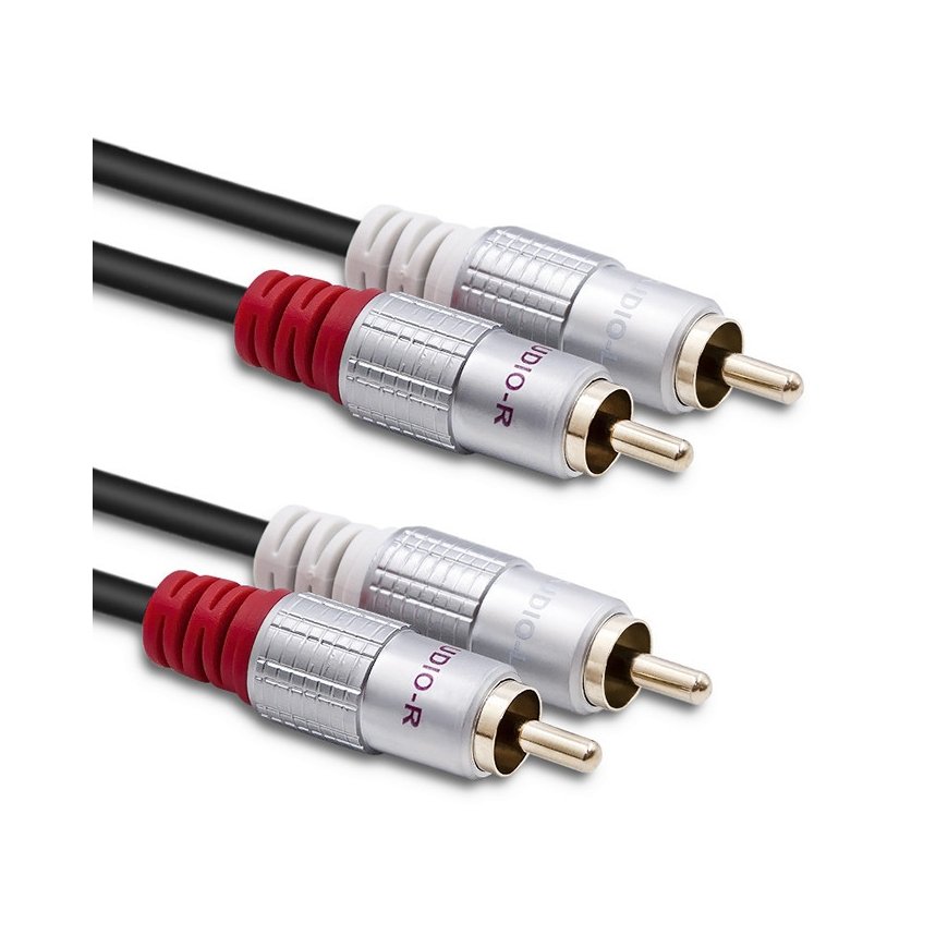 Qoltec 52335 garso kabelis 0,5 m 2 x RCA Juoda