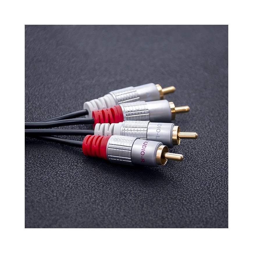 Qoltec 52335 garso kabelis 0,5 m 2 x RCA Juoda – 2