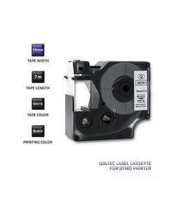 QOLTEC 50751 lenteju kompaktais DYMO D1 45803/ 45808 / 19mm x 7m / Baltā/Melnā druka