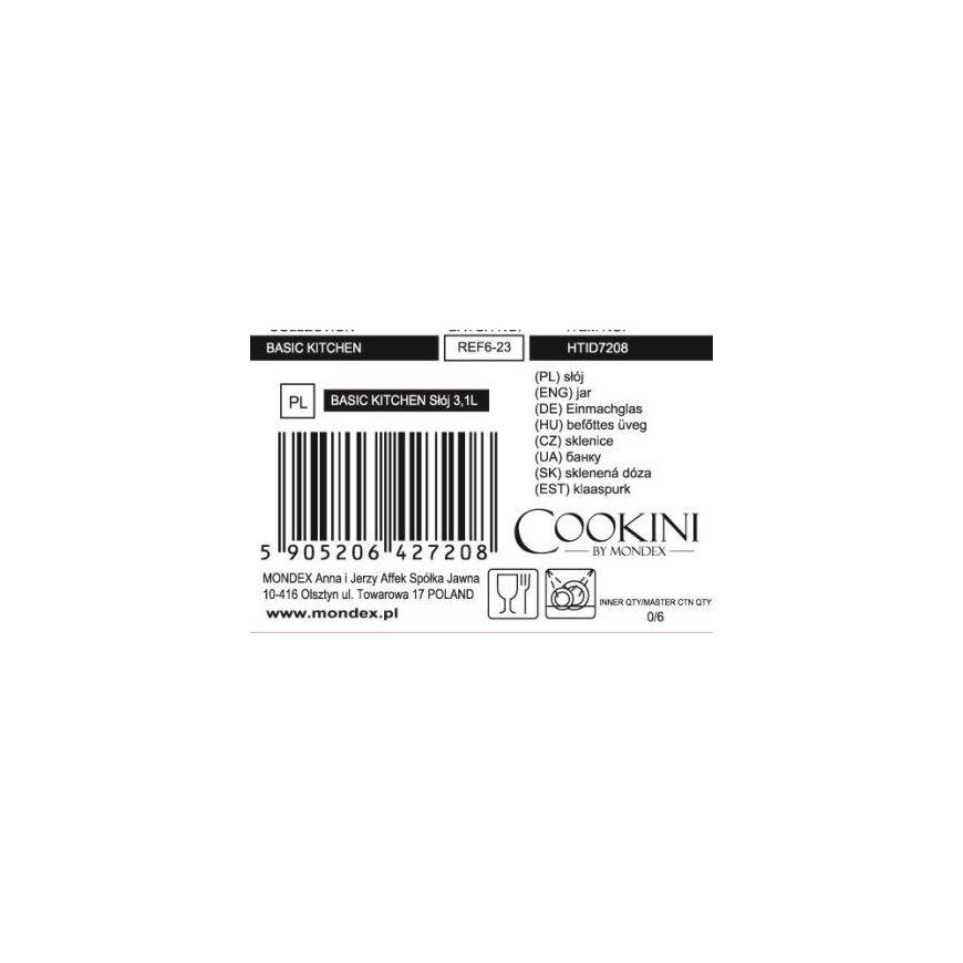 Cookini Mondex BASIC KITCHEN jar 3.1 L with handle 15 x 15 x 26.5 cm – 2