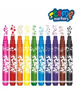 Dvipusiai flomasteriai su antspaudukais COLORINO, 10 spalvų
