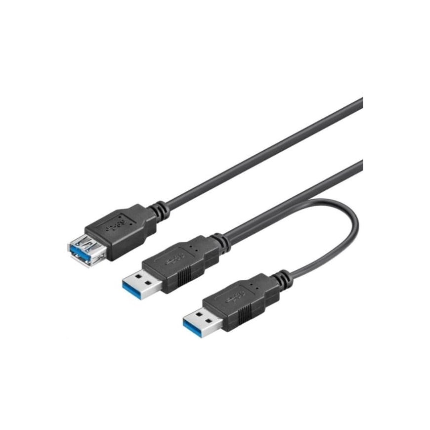 USB kabelis PremiumCord USB-A - 2x USB-A Melns (ku3y02)