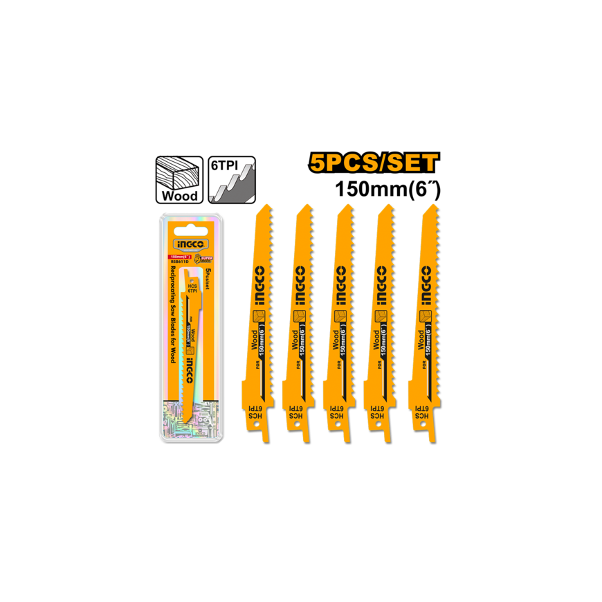 Ingco RSB611D Sahanteri jigsawille 150mm, 5 kappaleen sarja – 2