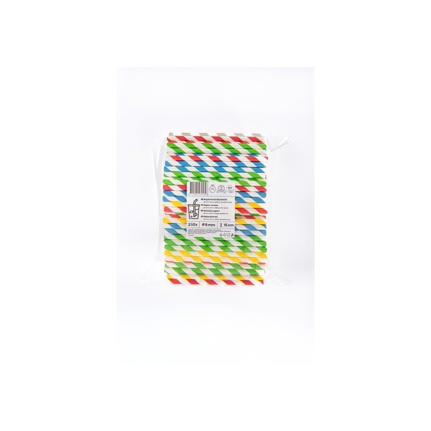 Live Paper Colored Spiral Straws, D 8 mm, L 15 cm, 250 pcs