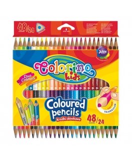 Värvilised pliiatsid, kolmnurksed, kahepoolsed Colorino Kids, 24tk/48 värvi