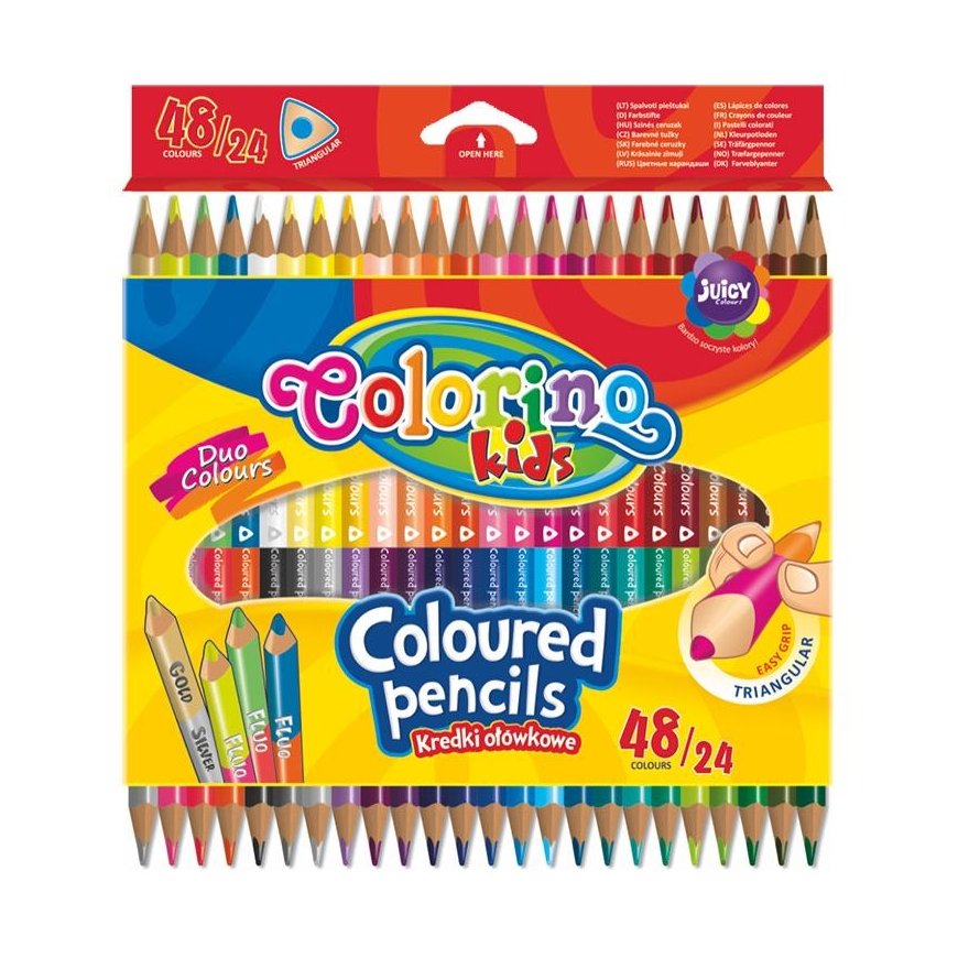 Colorino Krāsainie zīmuļi, trīsstūrveida, divpusēji Colorino