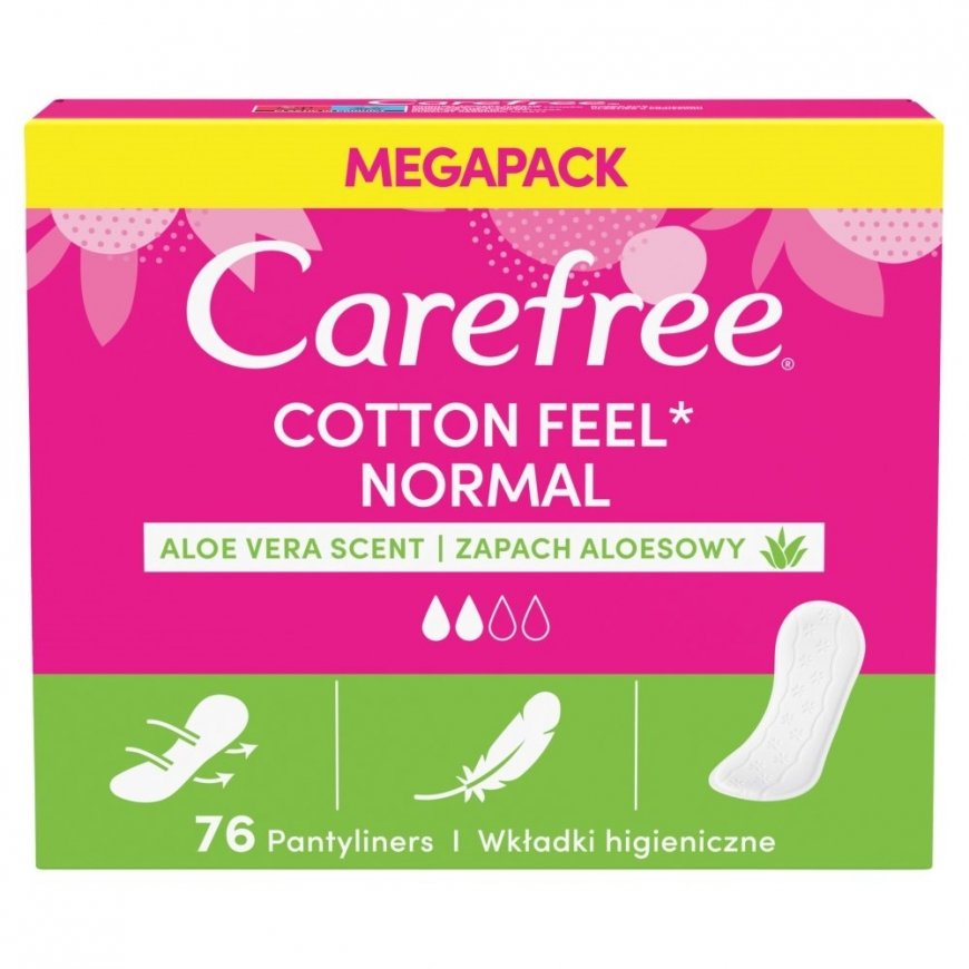 CAREFREE Cotton Feel Aloe Panty Liners - normal, 1 pack - 76 count. – 2