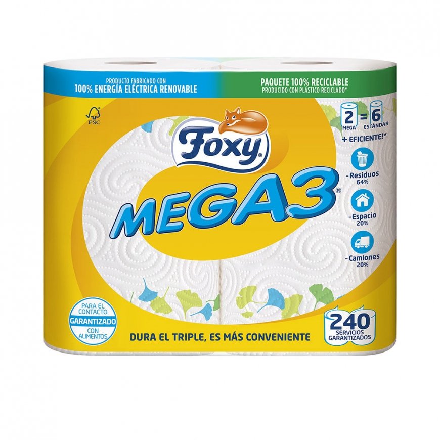 Foxy MEGA3 trīskāršas ilgstošas virtuves papīrs