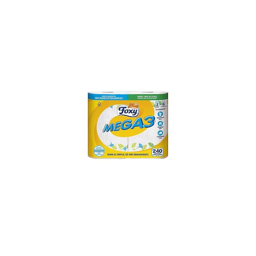 Foxy MEGA3 kolmoiskestävän keittiöpaperin 2 rullaa – 2
