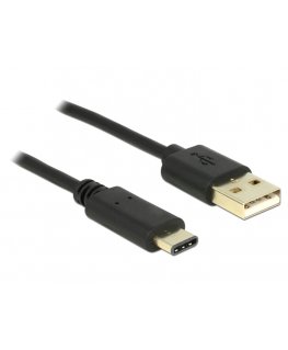 DeLOCK 2m, USB2.0-A/USB2.0-C USB cable USB A USB C Black