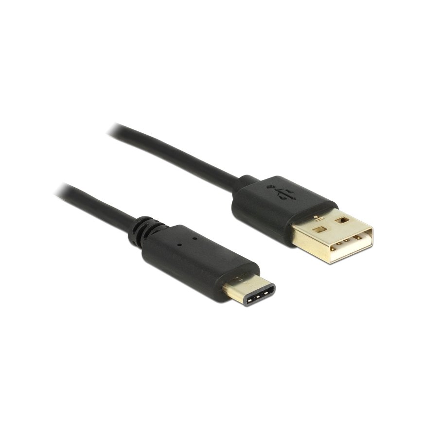 DeLOCK 2m, USB2.0-A/USB2.0-C USB-kaapeli USB A USB C musta