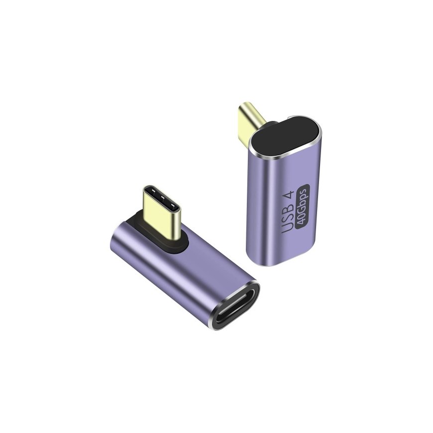 PremiumCord USB-C kuni USB-C adapter, USB 4.0, 90° nurk.