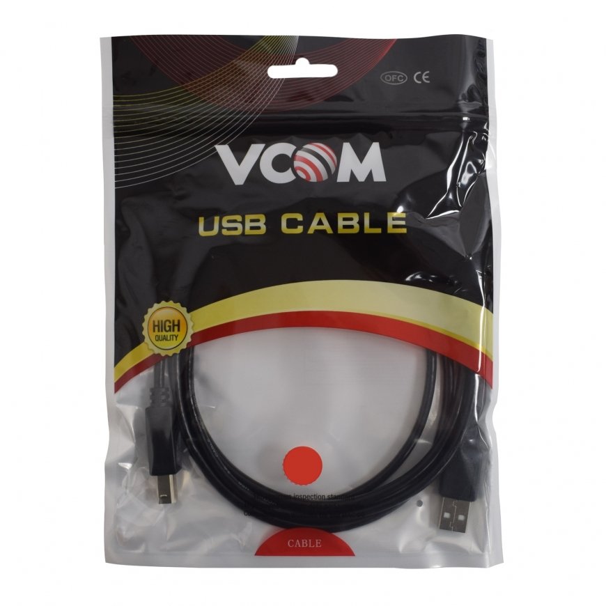 VCOM CU201-B-1.8 USB kabelis USB 2.0 1,8 m USB A USB B Melns