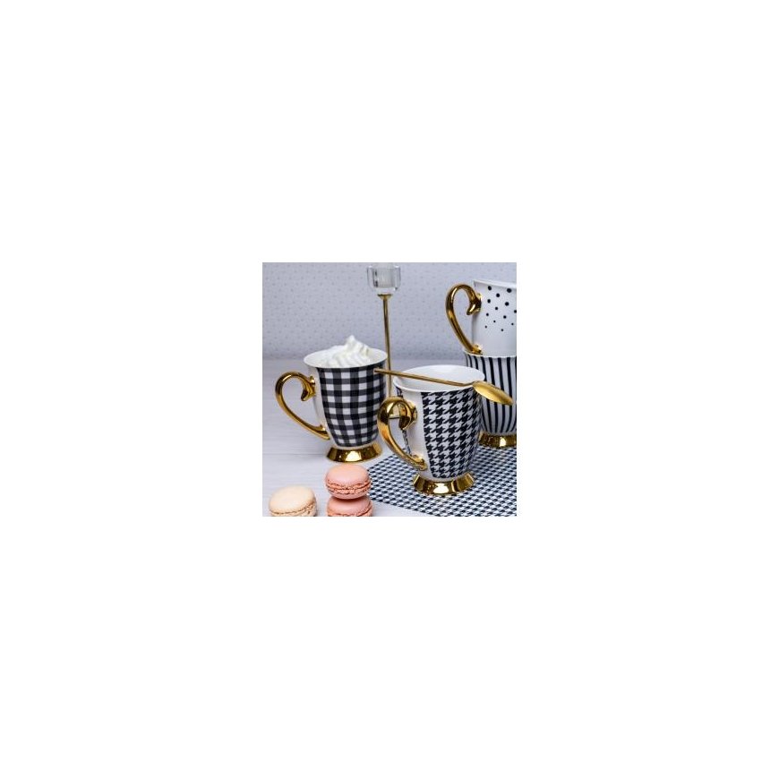 Diana Gold porcelain mug 300 ml, grid, AMBITION
