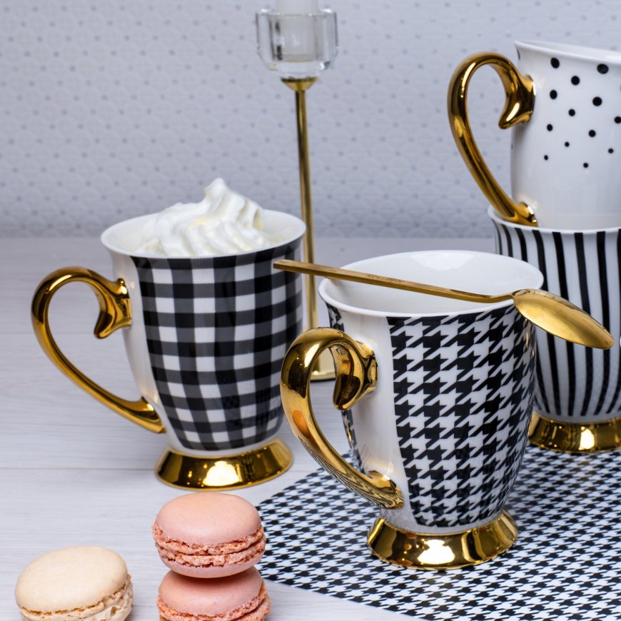 Diana Gold porcelain mug 300 ml, grid, AMBITION – 2