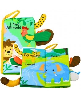 Lean Toys Мягкая образовательная книжка для младенцев с хвостиками животных