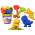 Lean Toys Dinozauru smilšu rotaļu komplekts ar spaini un formām Lean Toys Dinozauru smilšu rotaļu komplekts ar spaini un formām