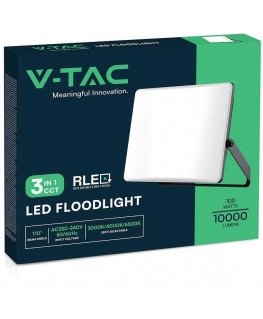 V-tac 100W LED projector, black housing, 3000/4000/6500K