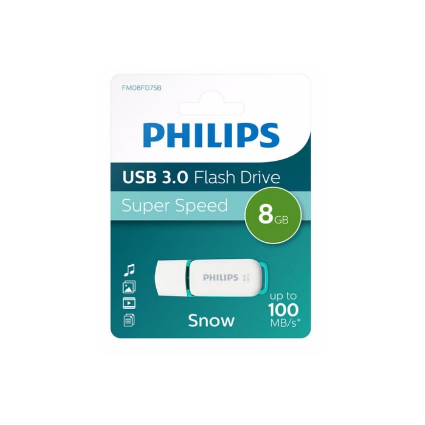 Philips FM08FD75B USB flash drive 8 GB USB Type-A 3.2 Gen 1 (3.1 Gen 1) Turquoise, White – 2