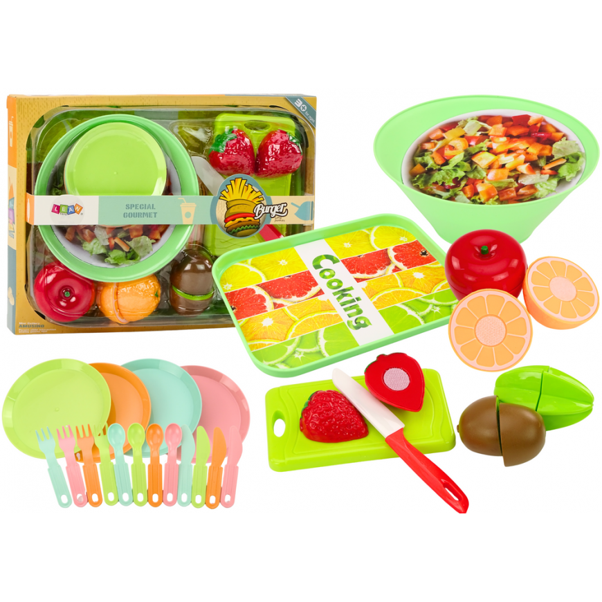 Lean Toys Stalo įrankiai ir maisto rinkinys LeanToys, įvairių spalvų, 25 vnt.