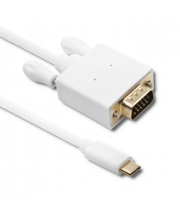 Qoltec 50419 videokaapeli-adapteri 2 m USB Type-C VGA (D-Sub) Valkoinen