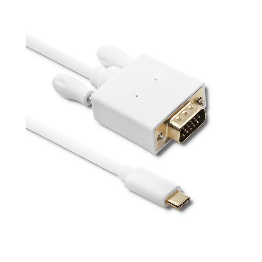 Qoltec 50419 videokaapeli-adapteri 2 m USB Type-C VGA (D-Sub) Valkoinen