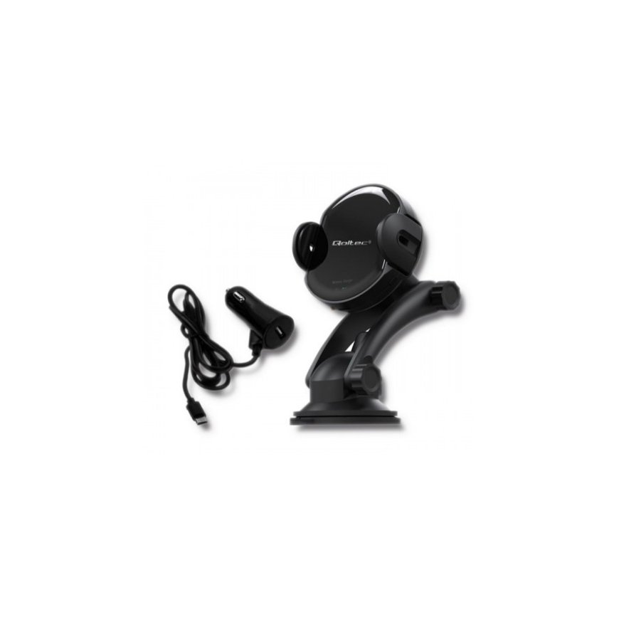 Qoltec 51219 mobile device charger Smartphone Black Cigar lighter Wireless charging Fast charging Au