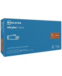 Mercator Vienreizējās cimdi NITRYLEX Classic, nitrila, neputoti, zila krāsa, XL, 100 gab.