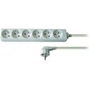 230V power extension cable, CEE7 (plug) - 6x socket, 2m, VDE certified, white