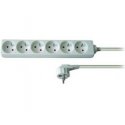 230V power extension cable, CEE7 (plug) - 6x socket, 2m, VDE certified, white