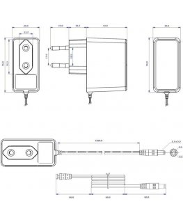 spriegums Pārsprieguma slēdža spraudnis CCTV sistēmai, spriegums 12V 1A 12W, spraudnis 5.5mm / 2.1mm