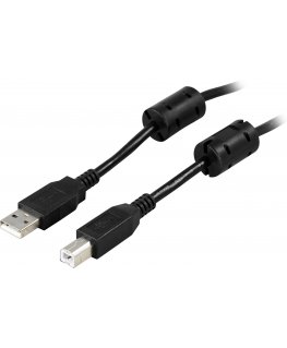 Deltaco USB-250FS USB kabelis USB 2.0 5 m USB A USB B Juoda