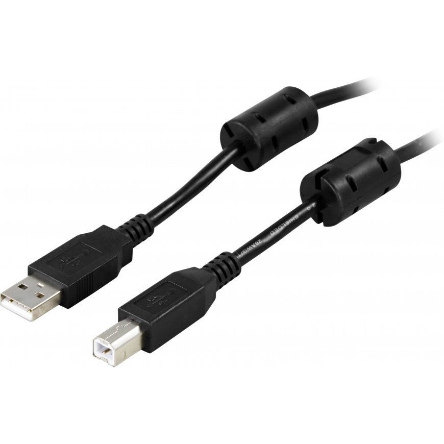 Deltaco USB-250FS USB cable USB 2.0 5 m USB A USB B Black