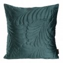 Eurofirany RIA4 Velvet Pillowcase, quilted in a traditional sewing method with a leaf pattern, 45X45 cm, color: dark teal Eurofirany RIA4 Velvet Pillowcase, quilted in a traditional sewing method with a leaf pattern, 45X45 cm, color: dark teal