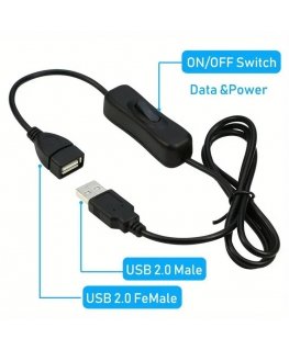 PREMIUMCORD USB 2.0 extension cable with on/off switch, 1 m, black