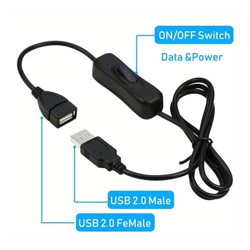 PREMIUMCORD USB 2.0 extension cable with on/off switch, 1 m, black