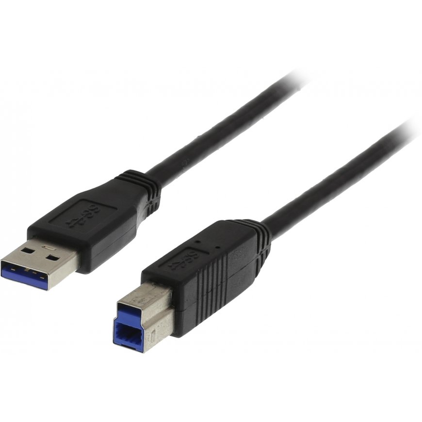 Deltaco USB3-120S USB-kaabel USB 3.2 Gen 1 (3.1 Gen 1) 2 m USB A USB B Must