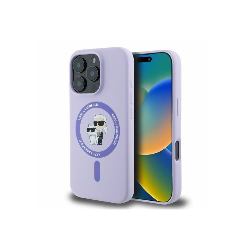 Karl Lagerfeld Grūdėto rašto ja logotipo „MagSafe“ dėklas „iPhone 16 Pro“ jaoks, hall