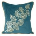 Eurofirany POPLA Velvet Pillowcase with Golden Lattice Leaf Pattern, 45X45 cm, Color: Dark Teal / Gold Eurofirany POPLA Velvet Pillowcase with Golden Lattice Leaf Pattern, 45X45 cm, Color: Dark Teal / Gold