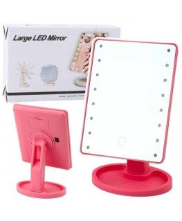 Lean Toys LED kosmetinis veidrodis su stovu, rožinis