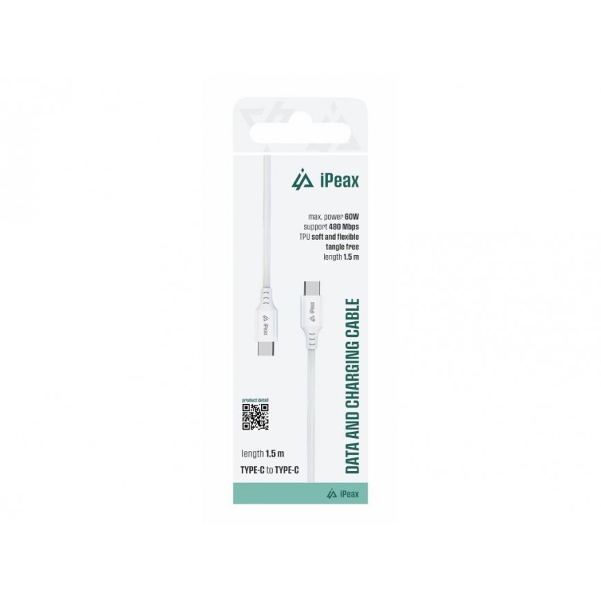 iPEAX TPU CABLE USB-C / USB-C 1.5M, USB 2.0 White
