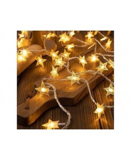 Aigostar LED Christmas Lights Snowflake/Star - 6m/40 Bulbs Warm White Battery Powered 3xAA EHD-LS05