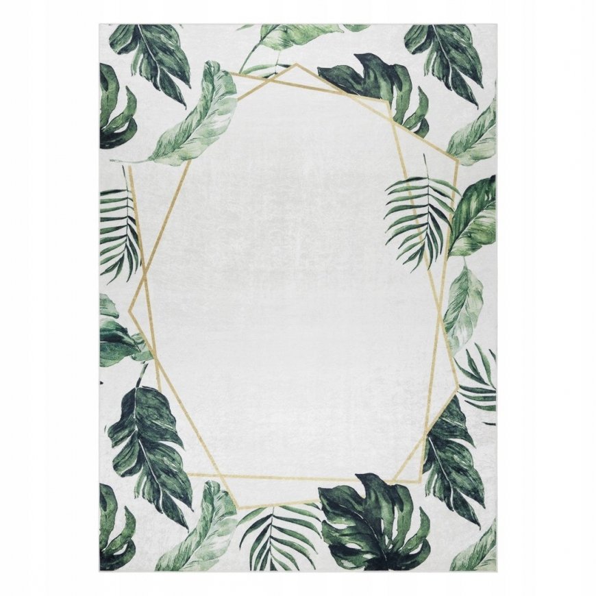 Tropical Mat ARLEN LEAVES2 color white vegetable style tropical 80x150 Hakano – 2