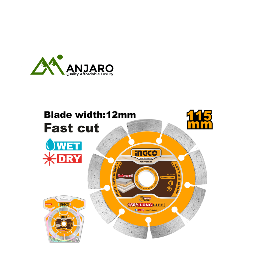 Ingco DMD0111513 Diamond cutting wheel, dry cutting 115 x 1 mm