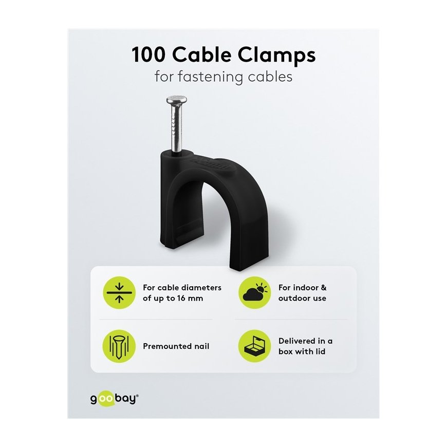 Goobay 64686 cable clamp Black 100 pc(s) – 2