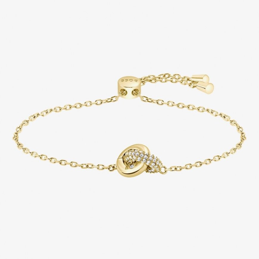 Hugo Boss Gold-plated bracelet with crystals Live Precious 1580757