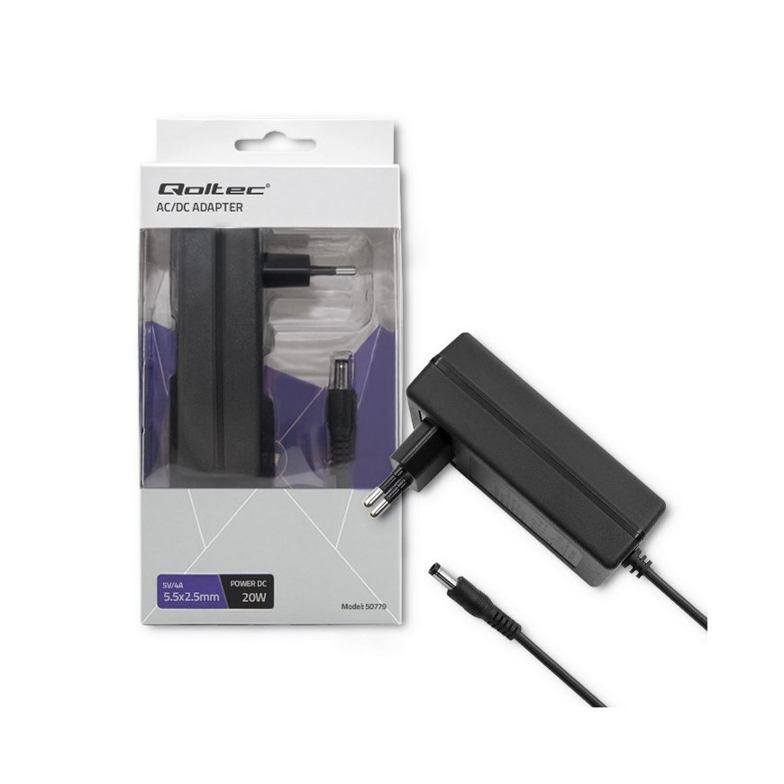 Qoltec 50779 virta-adapteri ja vaihtosuuntaaja Sisätila 20 W musta – 4