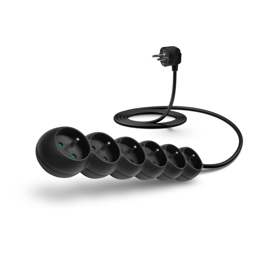 Connect IT 6 PowerRex pikendusjuhe 2 m 6 vahelduvvoolu kontakt Hoonesisene Must